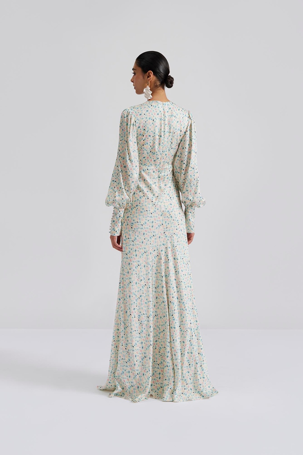 Alize Long Sleeved Satin Maxi Dress Ditsy-Kjole-By Malina-Aandahls