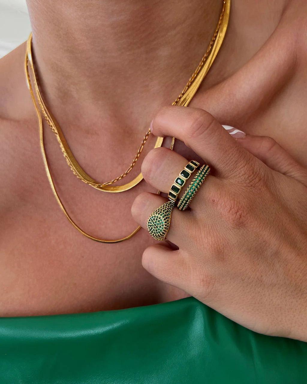 BEZEL EMERALD BALLIER RING-Acces-LUV AJ-Aandahls
