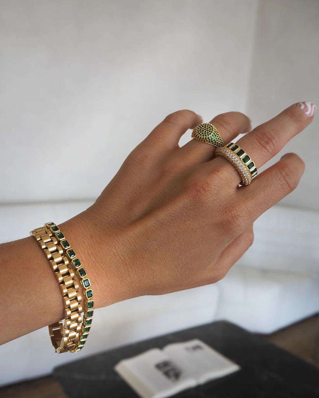 BEZEL EMERALD BALLIER RING-Acces-LUV AJ-Aandahls