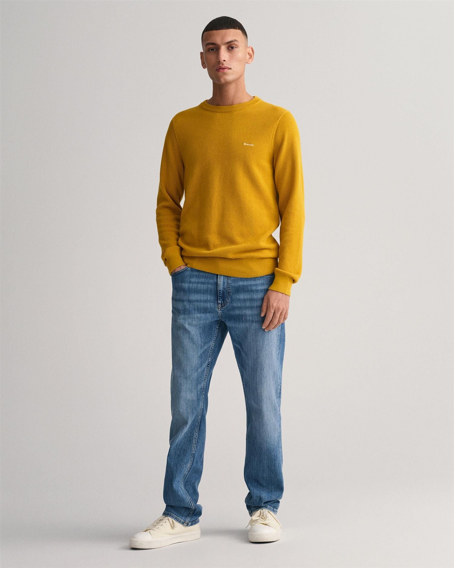 COTTON PIQUE C-NECK-Genser-Gant-Aandahls