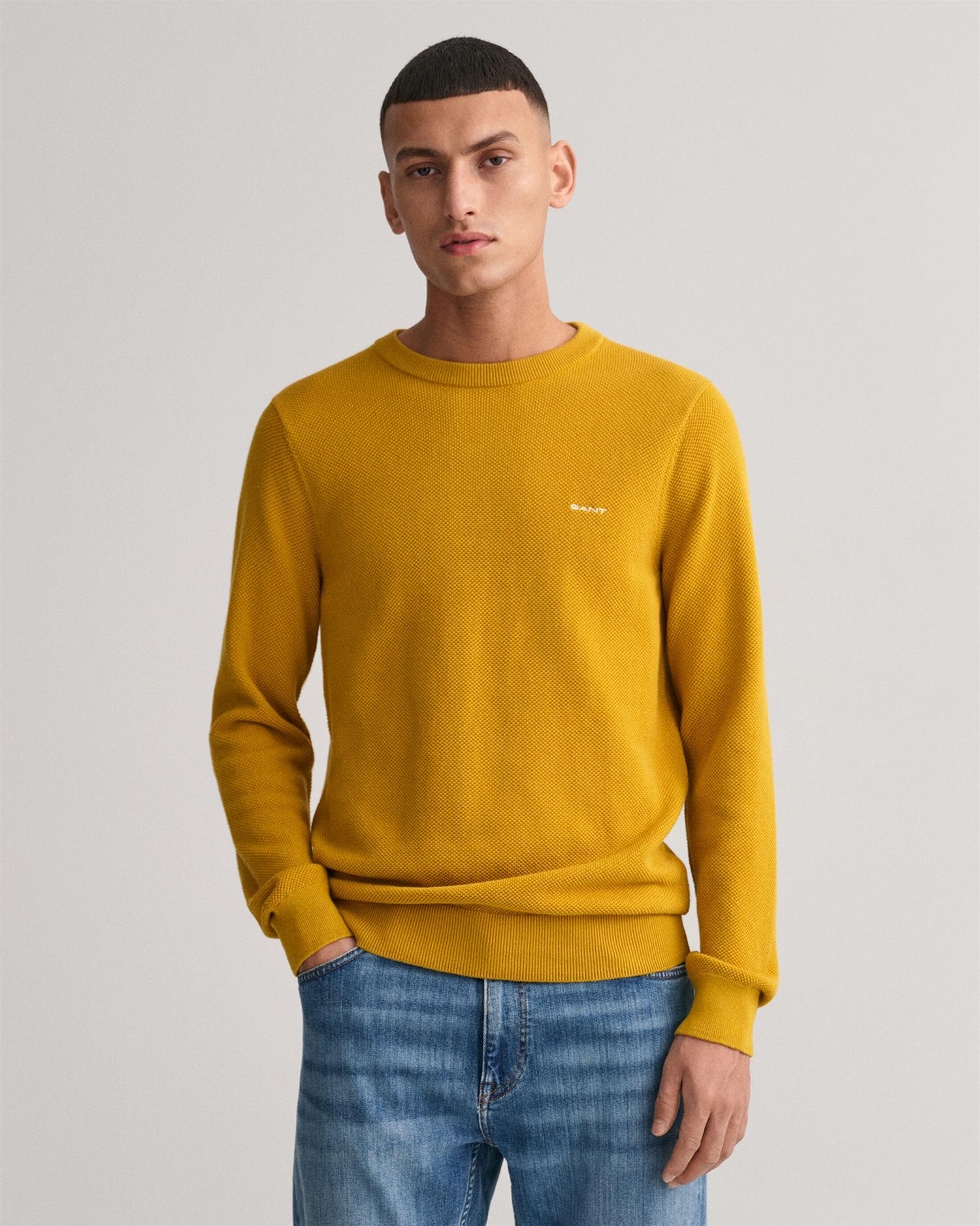 COTTON PIQUE C-NECK-Genser-Gant-Aandahls