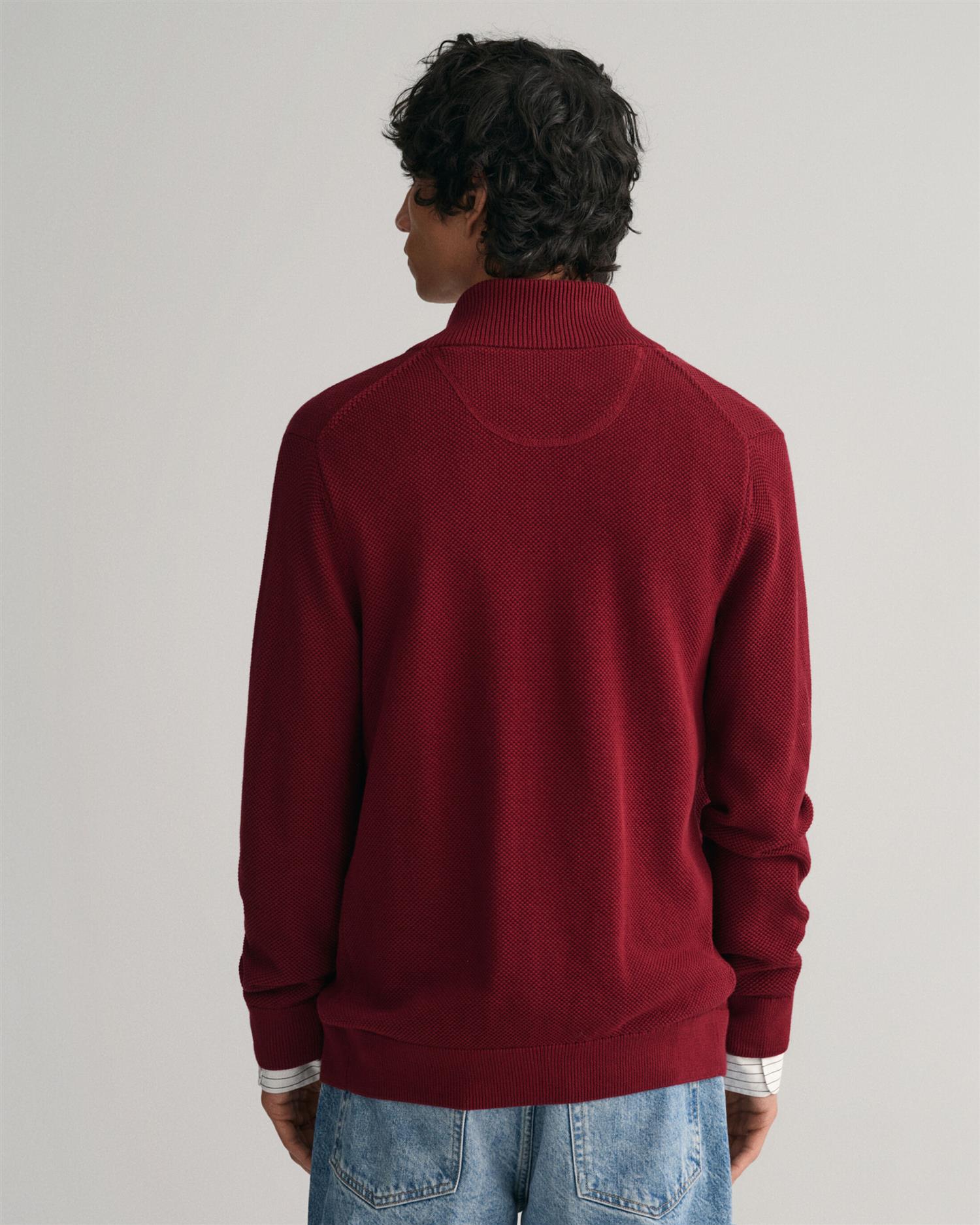 COTTON PIQUE ZIP CARDIGAN-Genser-Gant-Aandahls