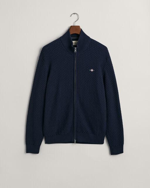 COTTON TEXTURE ZIP CARDIGAN-Strikk-Gant-Aandahls