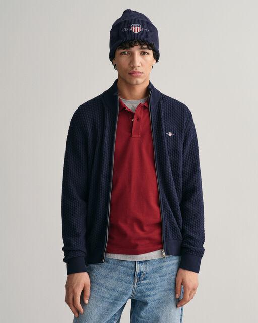 COTTON TEXTURE ZIP CARDIGAN-Strikk-Gant-Aandahls