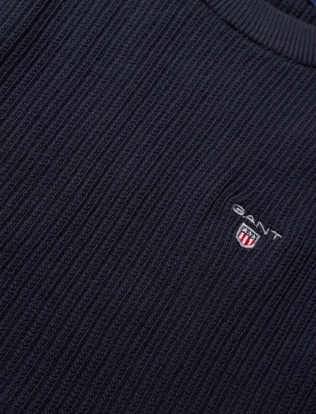 Casual Cotton Ribbed C-neck-Strikk-Gant-Aandahls