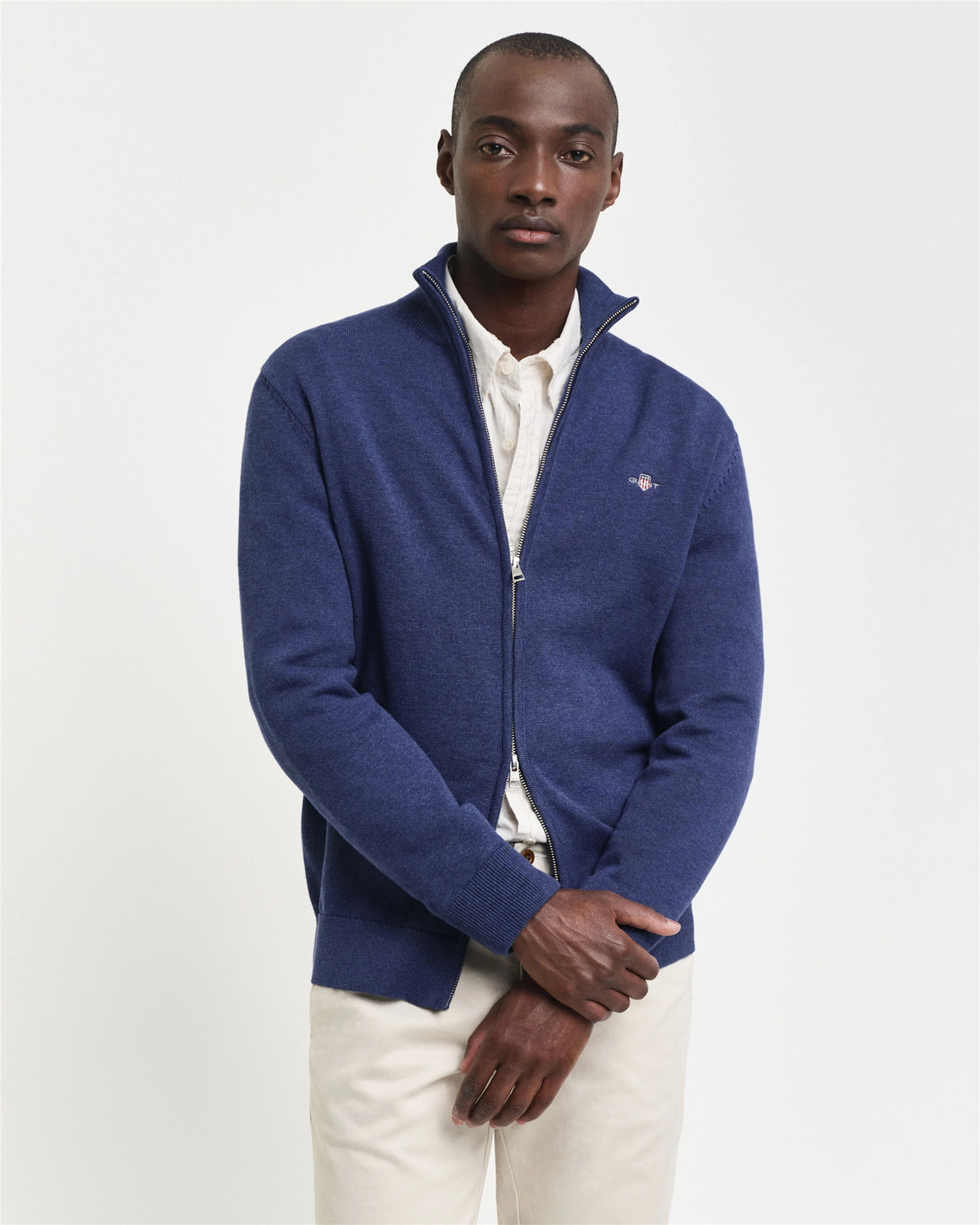 Casual Cotton Zip Cardigan-Genser-Gant-Aandahls