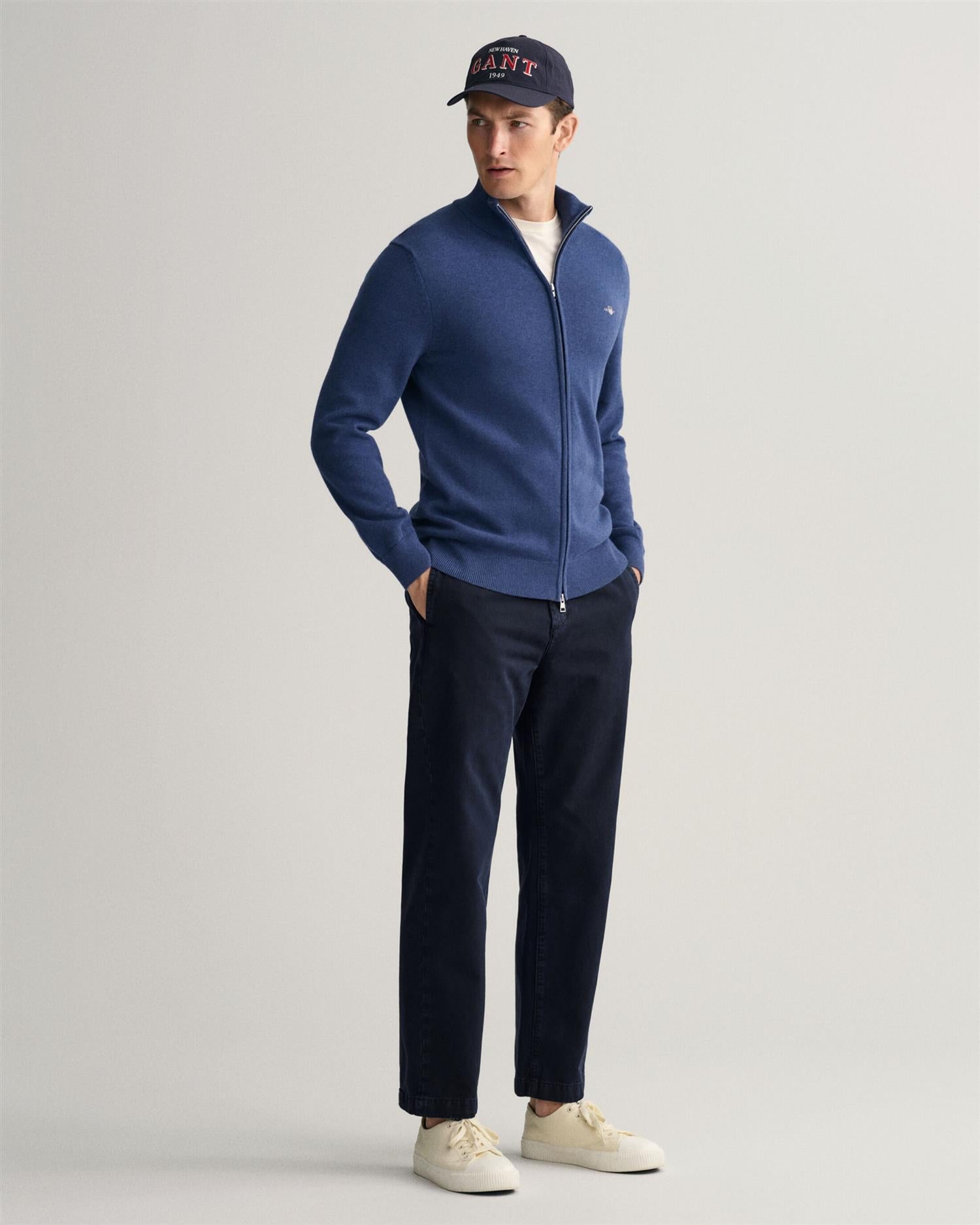 Casual Cotton Zip Cardigan-Genser-Gant-Aandahls