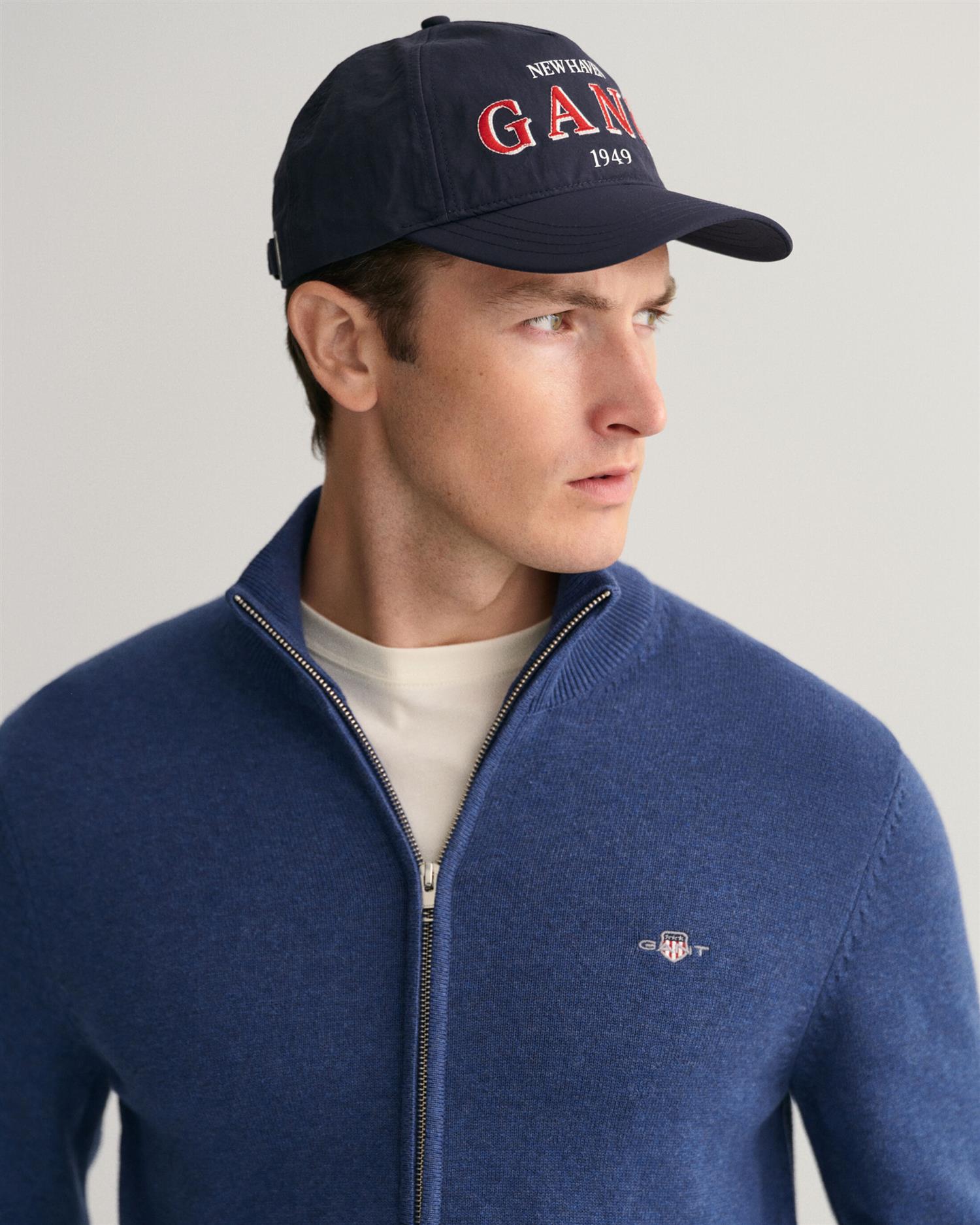 Casual Cotton Zip Cardigan-Genser-Gant-Aandahls
