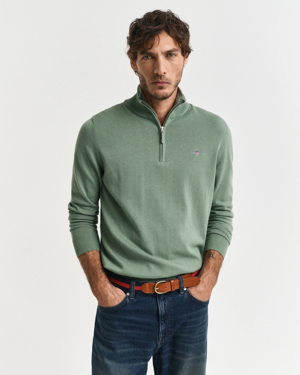 Classic Cotton Half Zip-Strikk-Gant-Aandahls