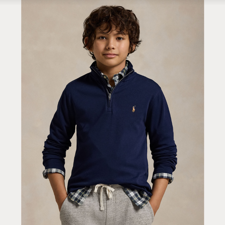 Cotton Interlock Quarter-Zip Pullover-Genser-Polo Ralph Lauren-Aandahls