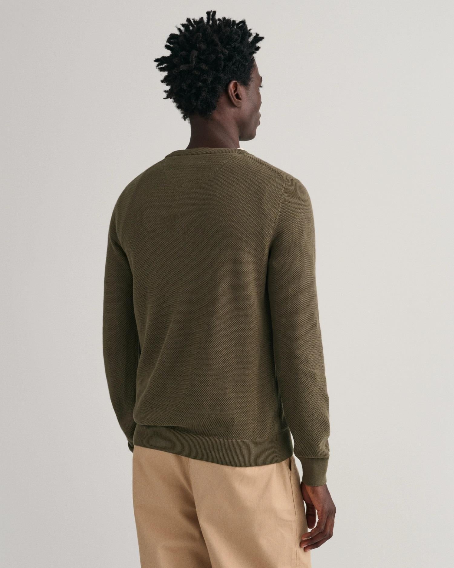 Cotton Pique C-neck-Genser-Gant-Aandahls