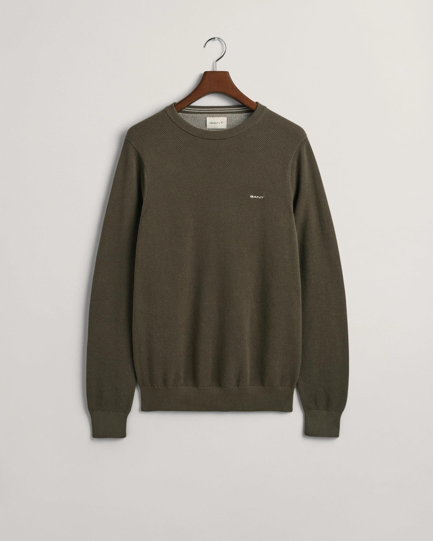 Cotton Pique C-neck-Genser-Gant-Aandahls