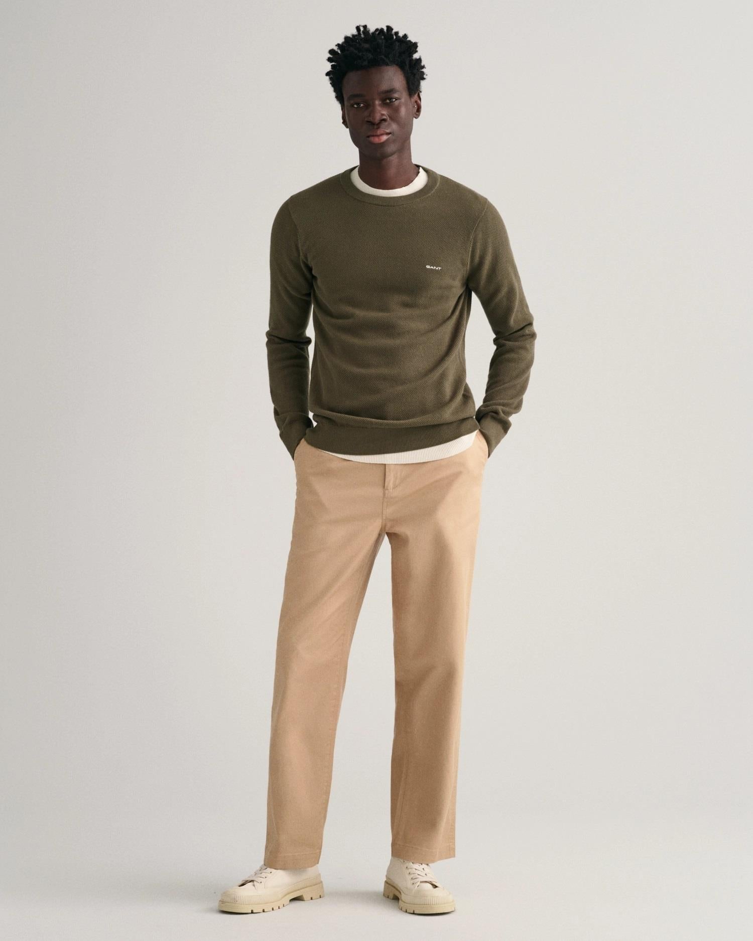 Cotton Pique C-neck-Genser-Gant-Aandahls