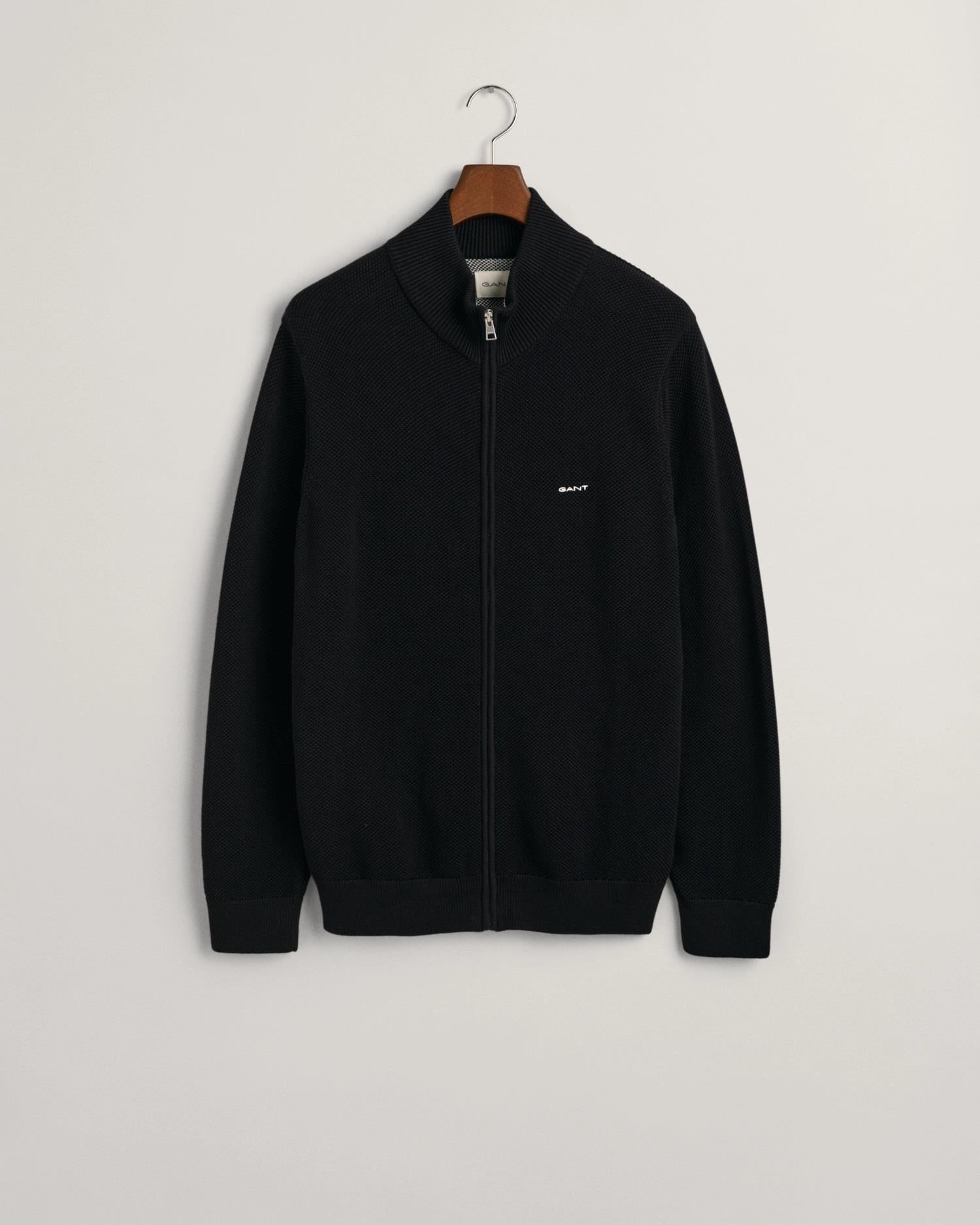 Cotton Pique Zip Cardigan-Cardigan-Gant-Aandahls