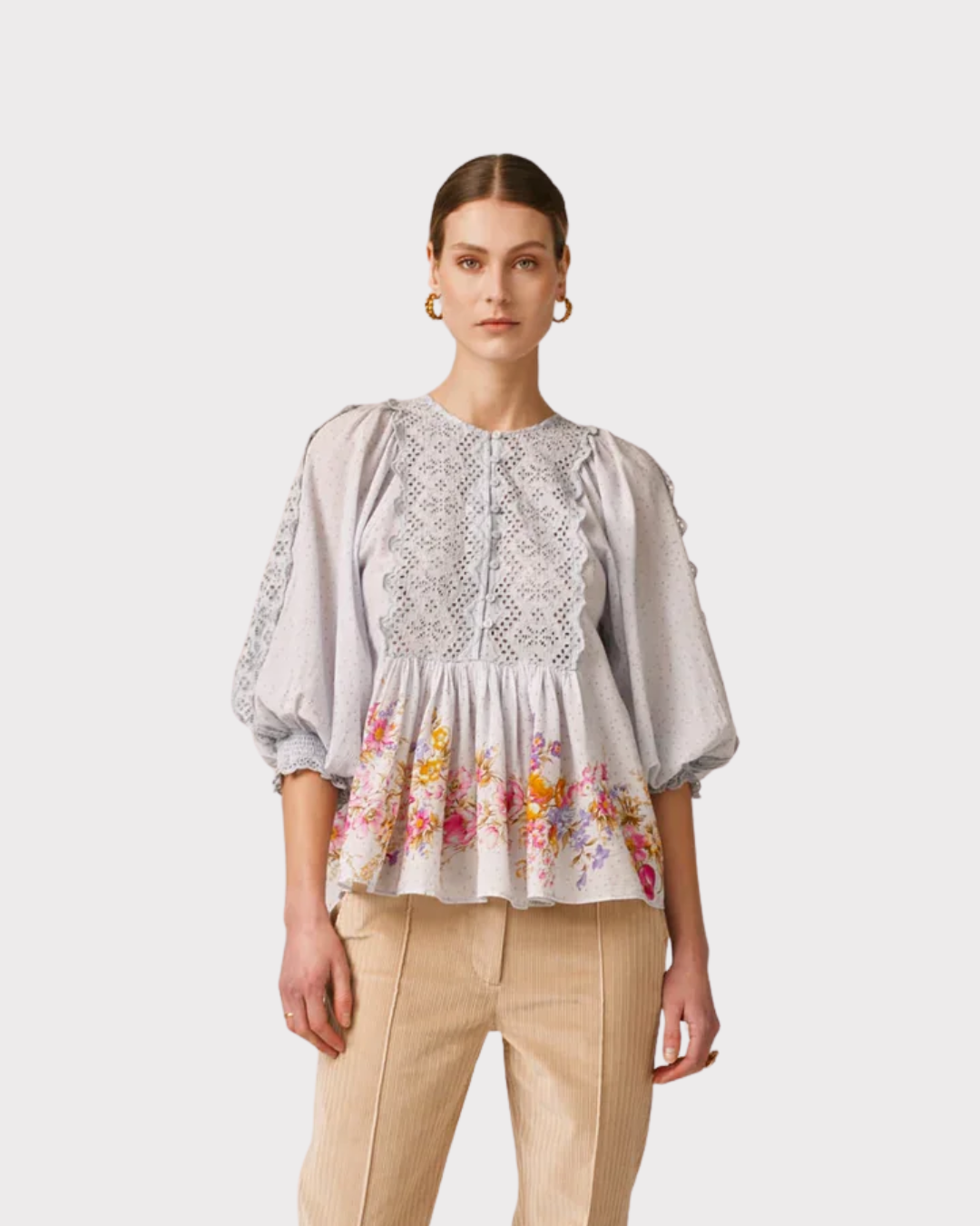 Cotton Slub Embroidery Blouse-Skjorte-ByTimo-Aandahls