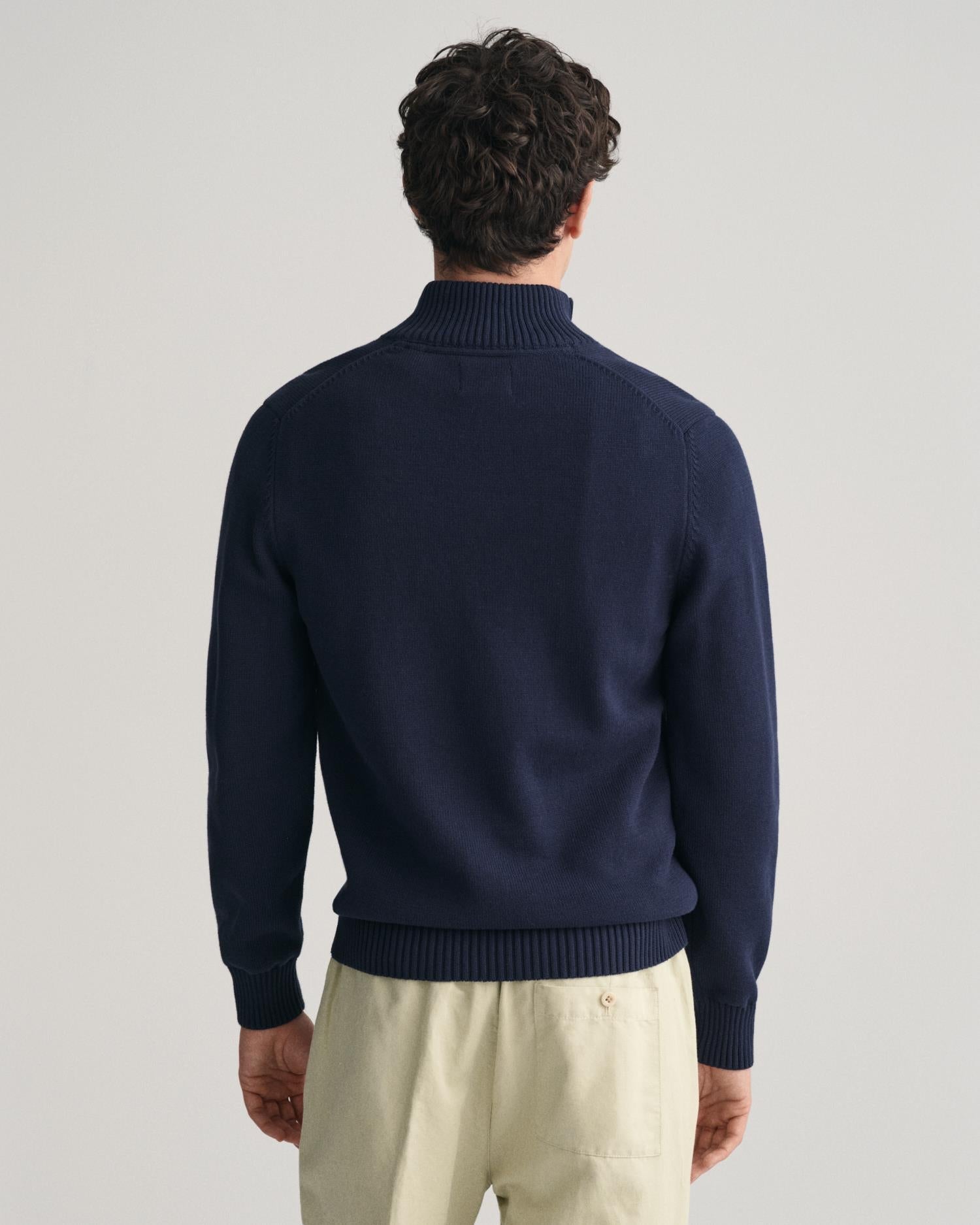 Cotton pique zip cardigan-Strikk-Gant-Aandahls