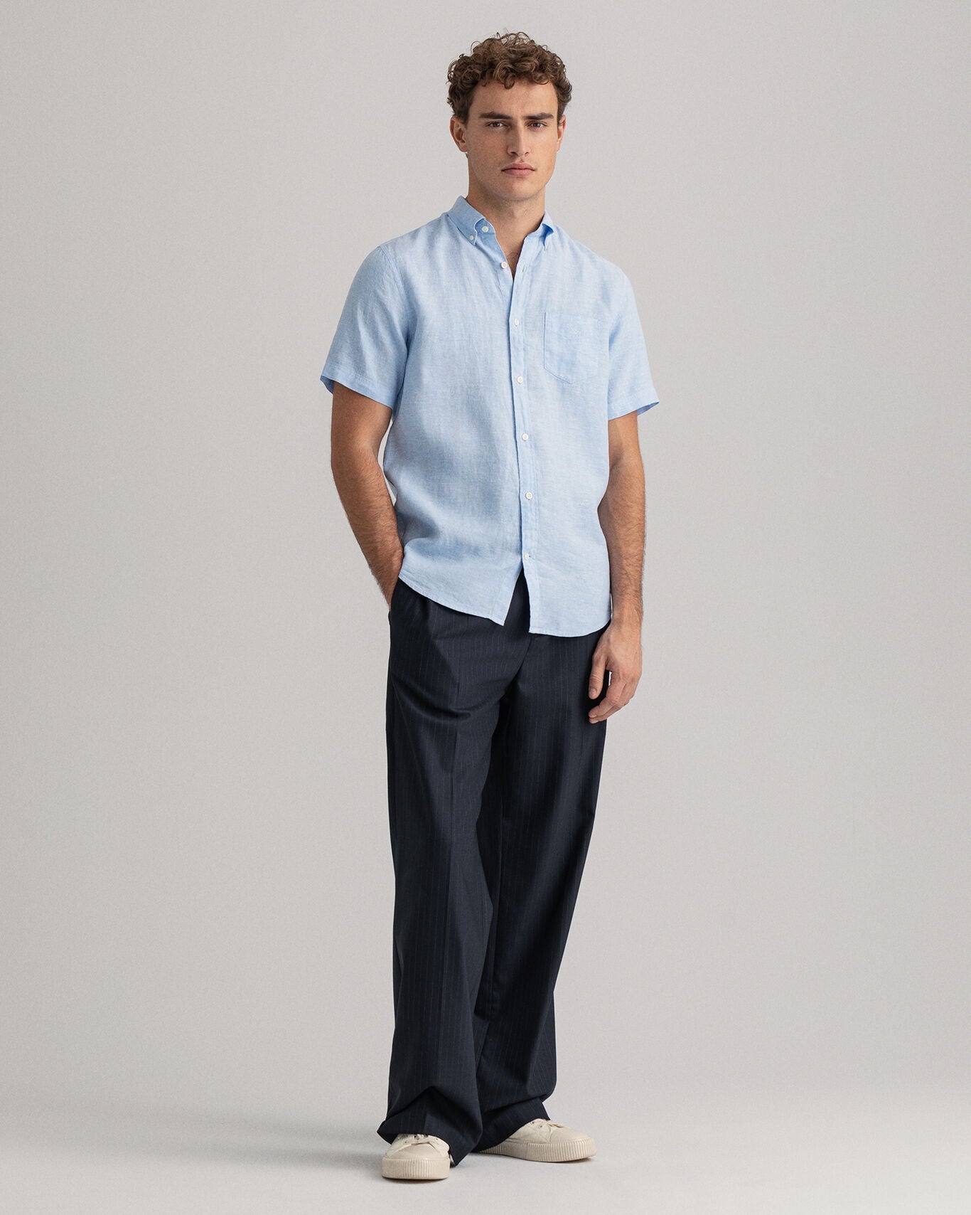 D2. REG LINEN SHIRT SS BD-Skjorter-Gant-Aandahls