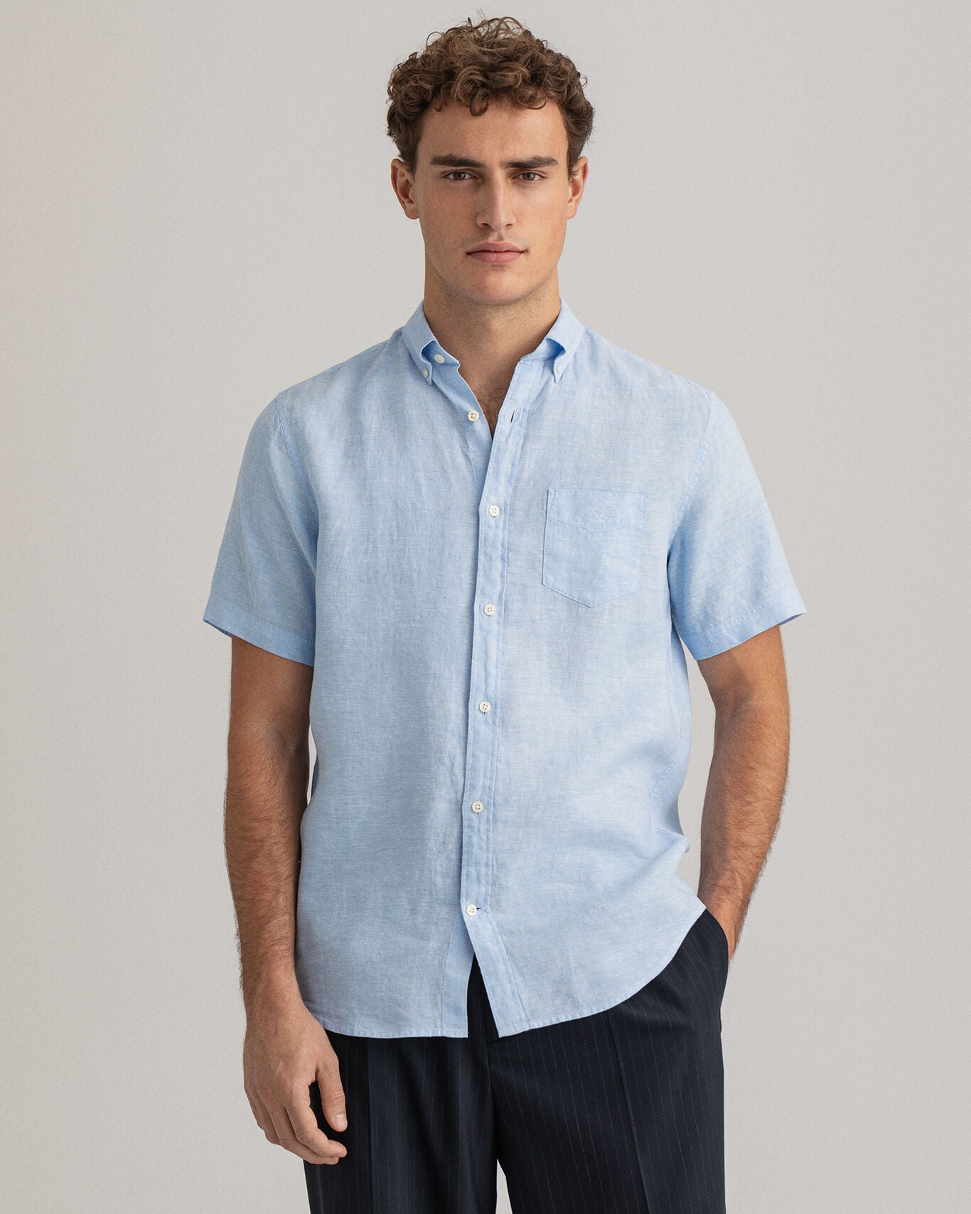D2. REG LINEN SHIRT SS BD-Skjorter-Gant-Aandahls