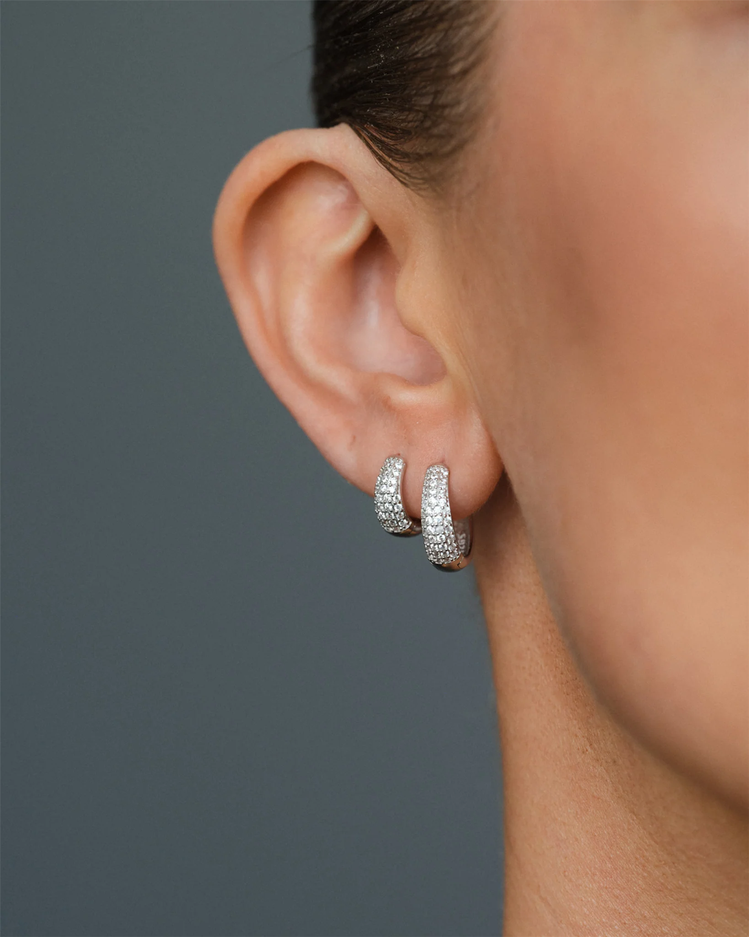 Dome Pave Hoops Medium-Accessories-Philippa Studios-Aandahls