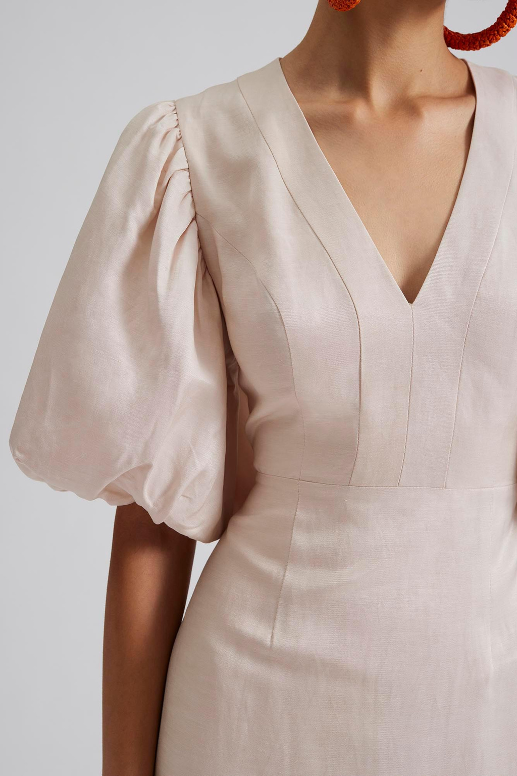 Dove asymmetrical midi dress Beige-Kjole-By Malina-Aandahls