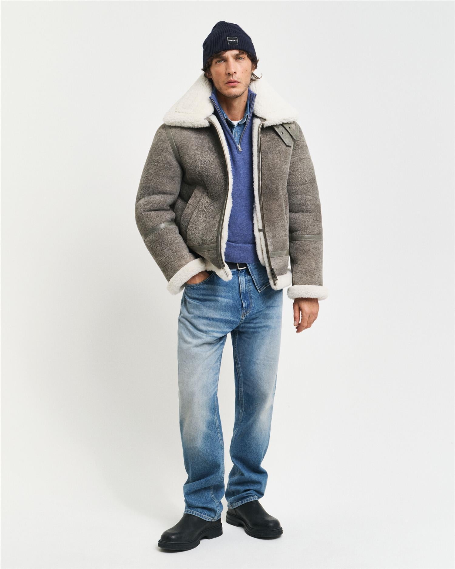 Extrafine lambswool half zip-Genser-Gant-Aandahls