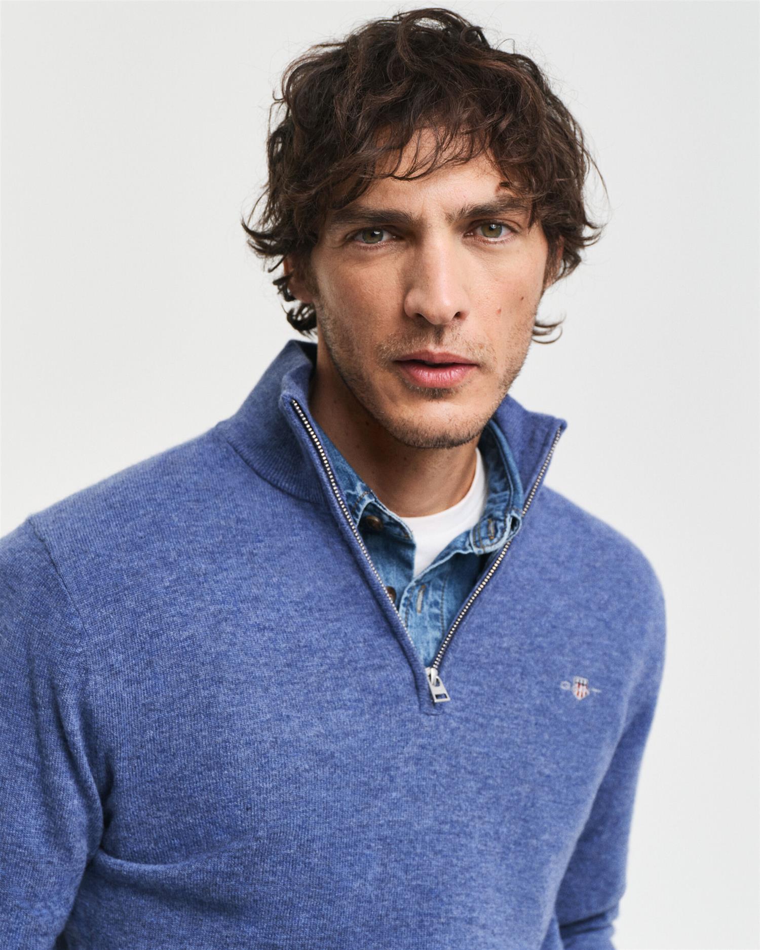 Extrafine lambswool half zip-Genser-Gant-Aandahls