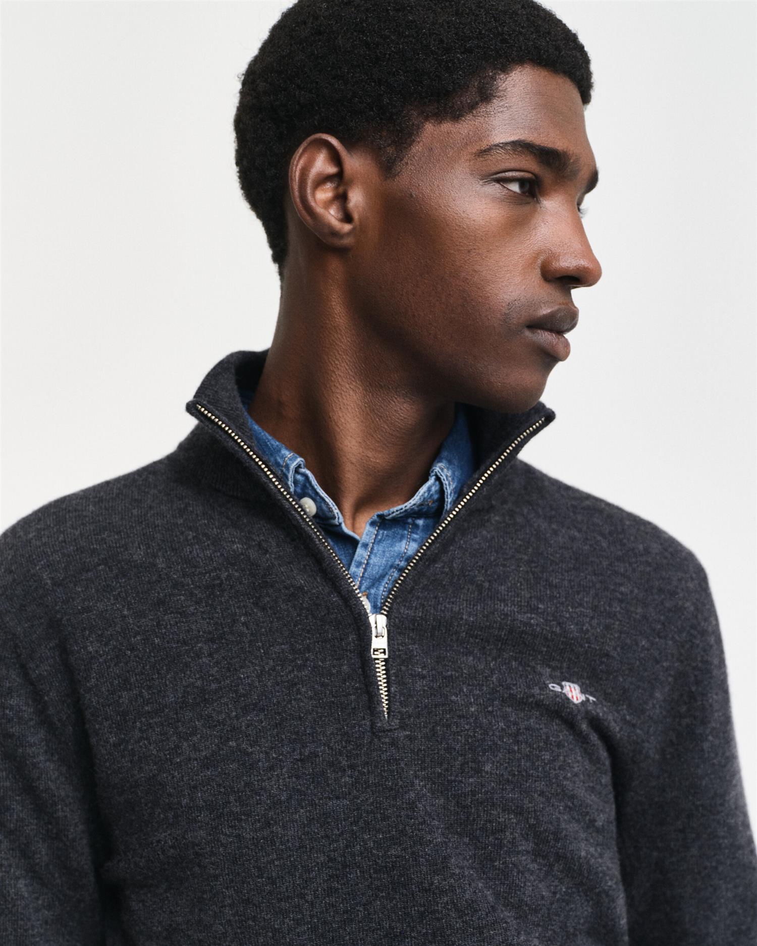 Extrafine lambswool half-zip-Genser-Gant-Aandahls