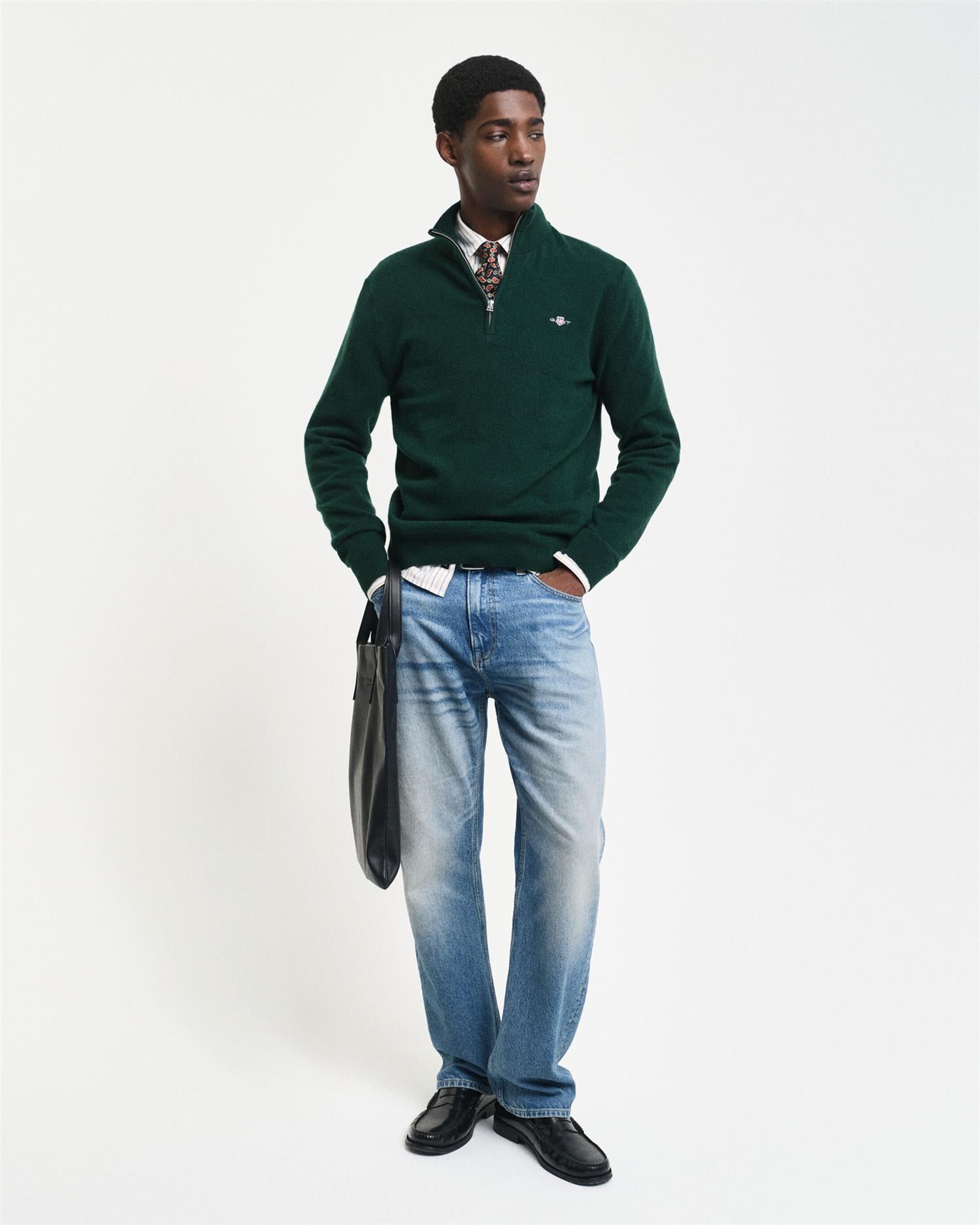 Extrafine lambswool hhalf-zip-Genser-Gant-Aandahls