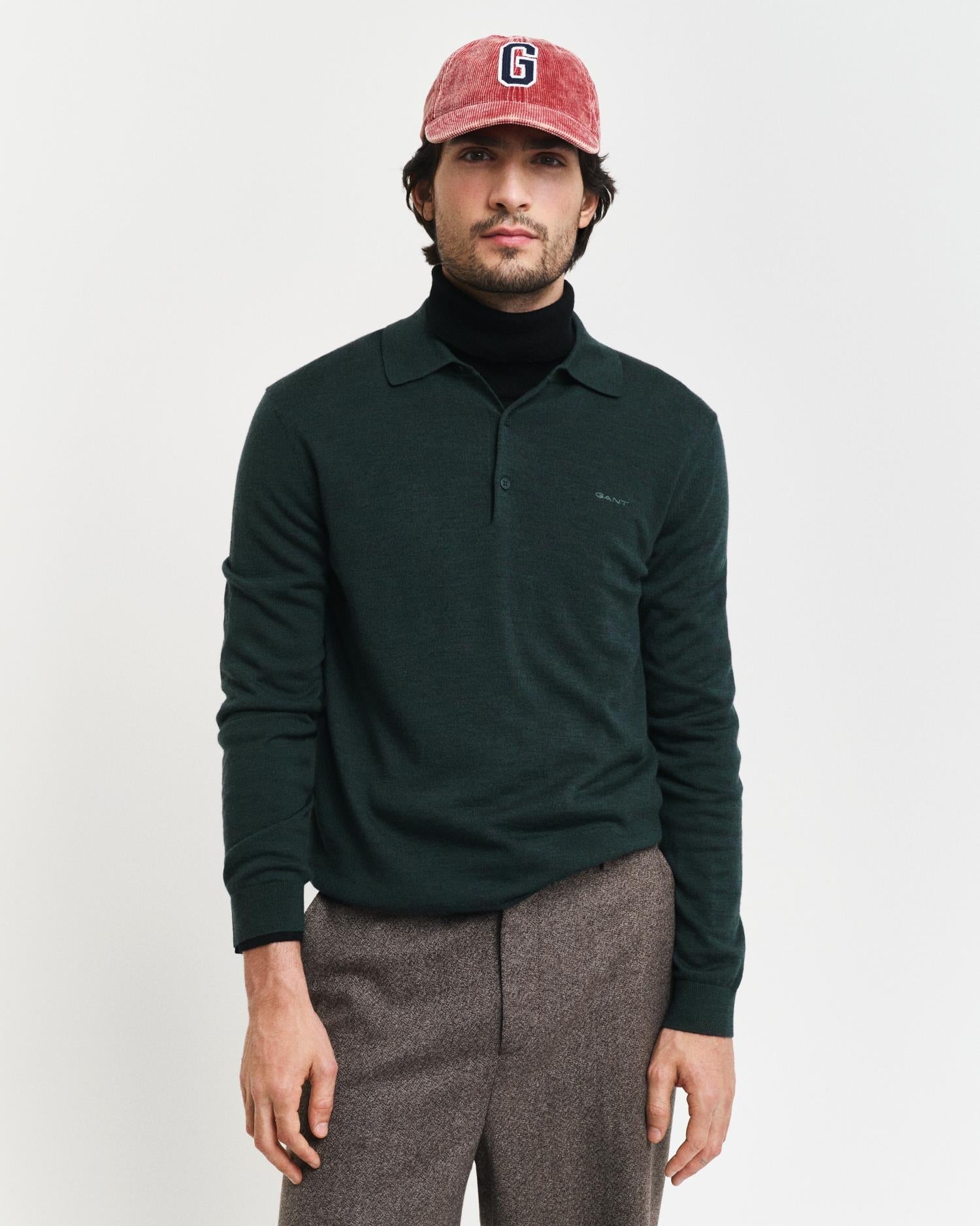 Extrafine merino wool polo-Strikk-Gant-Aandahls