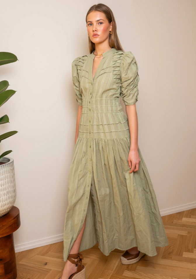 Fabienne Dress Soft Sage-Kjole-MISSMAYA-Aandahls