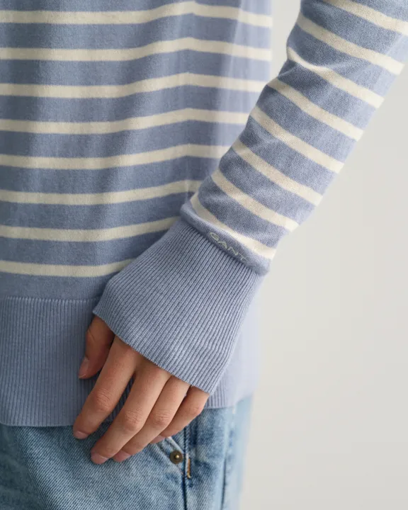 Fine knit striped c-neck-Strikk-Gant-Aandahls