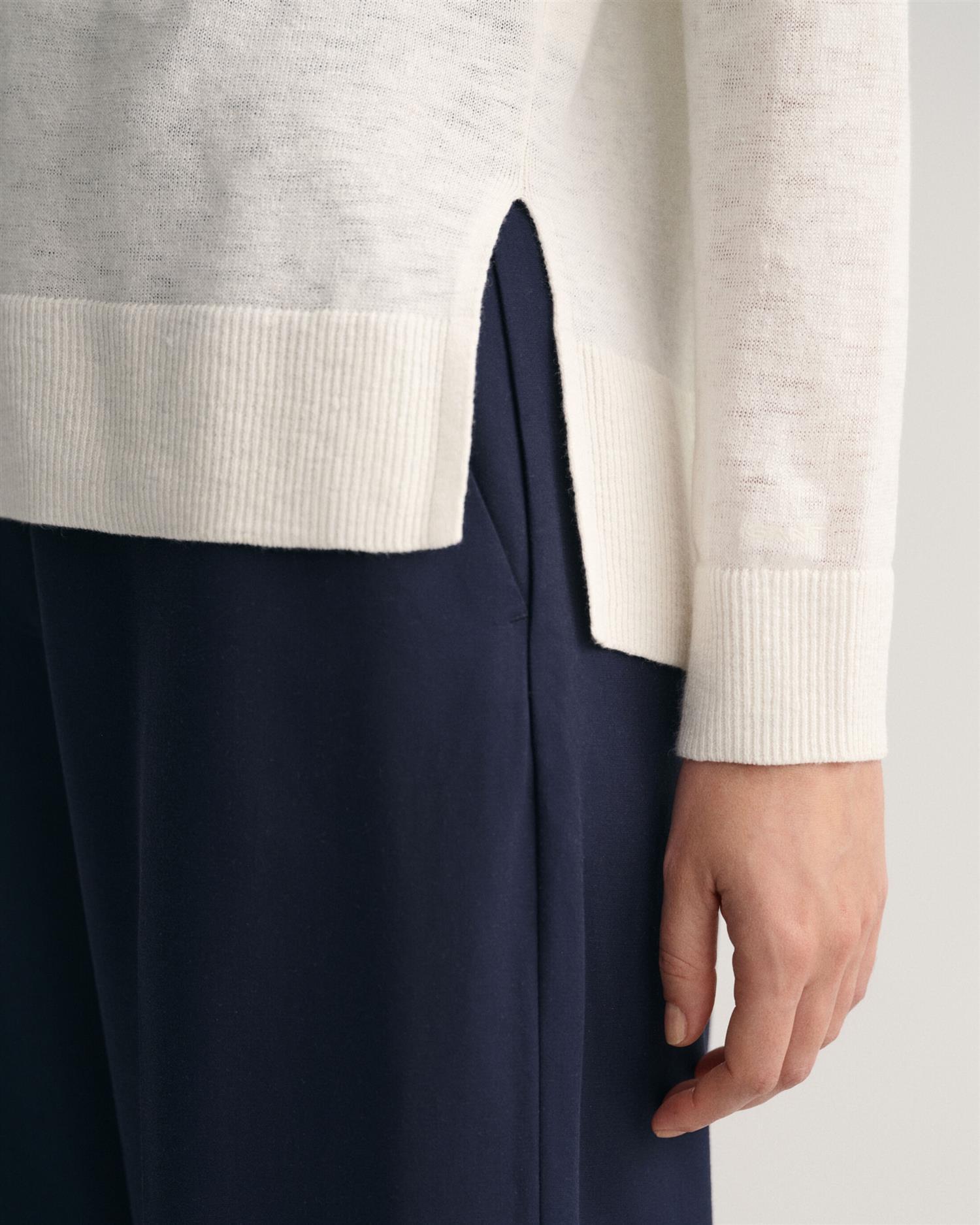 LINEN-BLEND V-NECK-Strikk-Gant-Aandahls