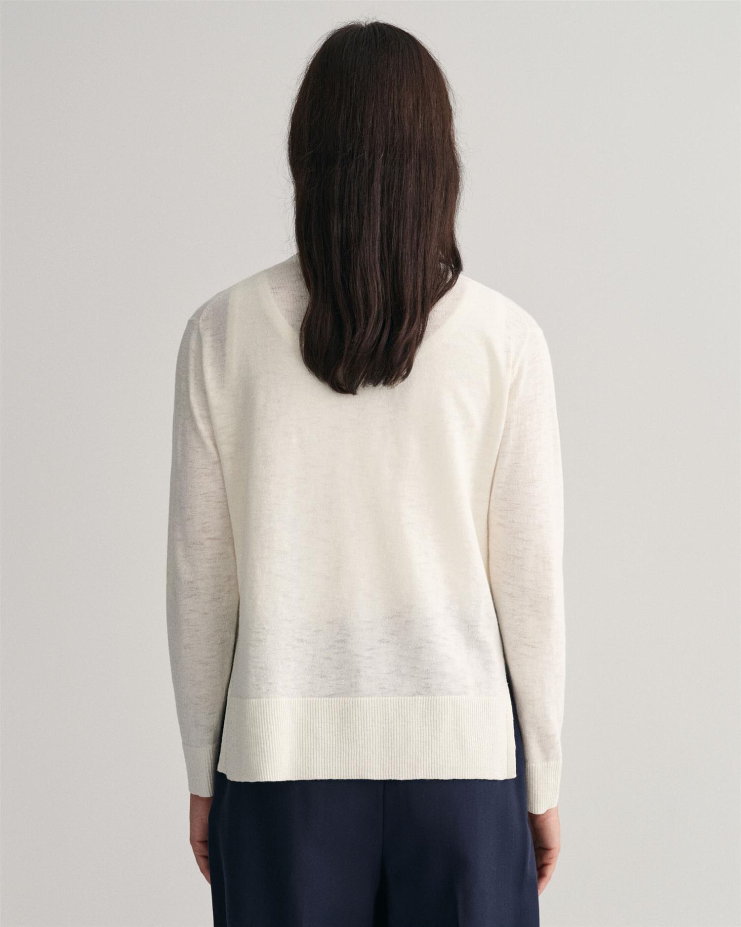LINEN-BLEND V-NECK-Strikk-Gant-Aandahls
