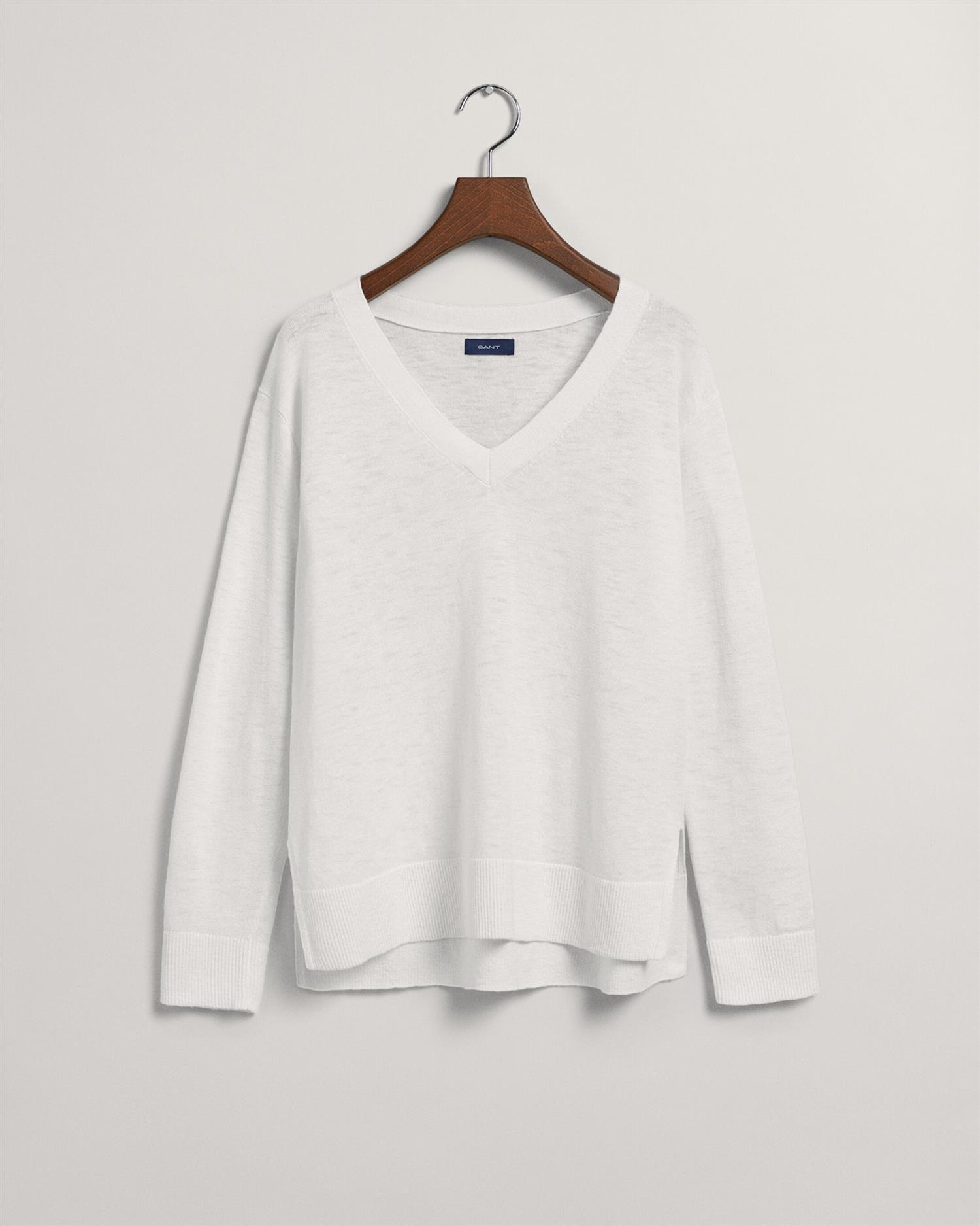 LINEN-BLEND V-NECK-Strikk-Gant-Aandahls