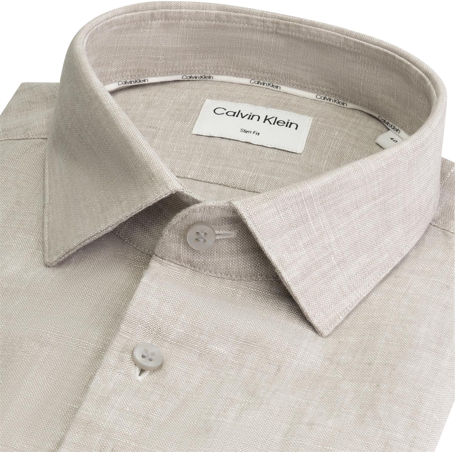 Linen Solid slim shirt-Skjorte-Calvin Klein-Aandahls