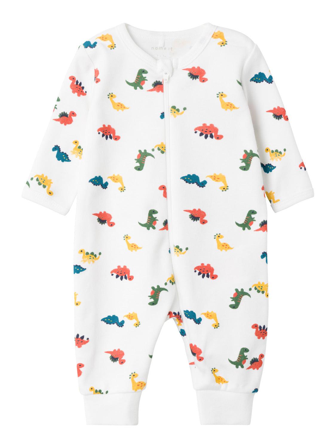 NBMNIGHTSUIT ZIP BRIGHT WHITE DINO NOOS-Undertøy-Name it-Aandahls