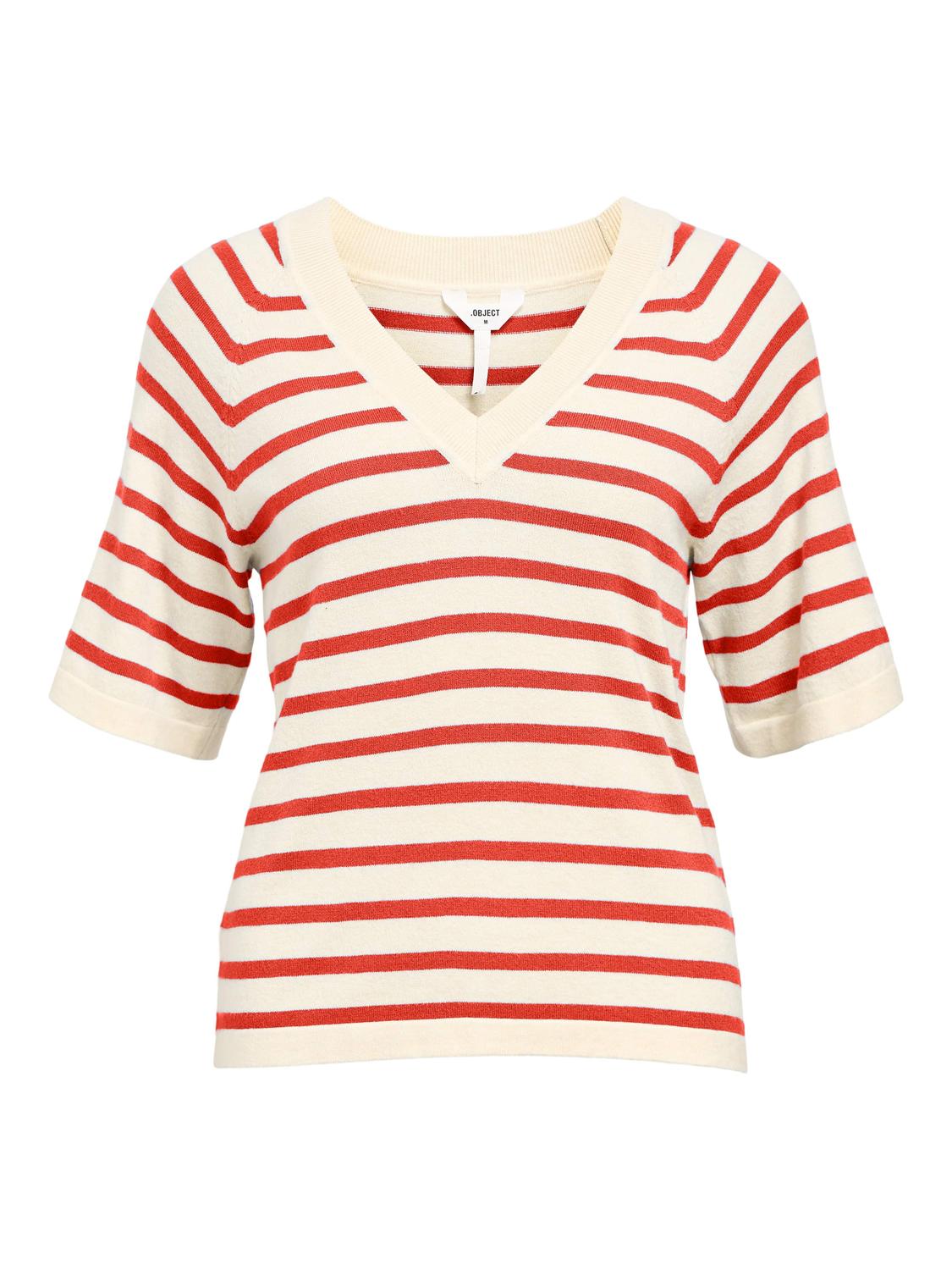 OBJTHESS 2/4 LO V-NECK KNIT TOP NOOS-Genser-OBJECT-Aandahls