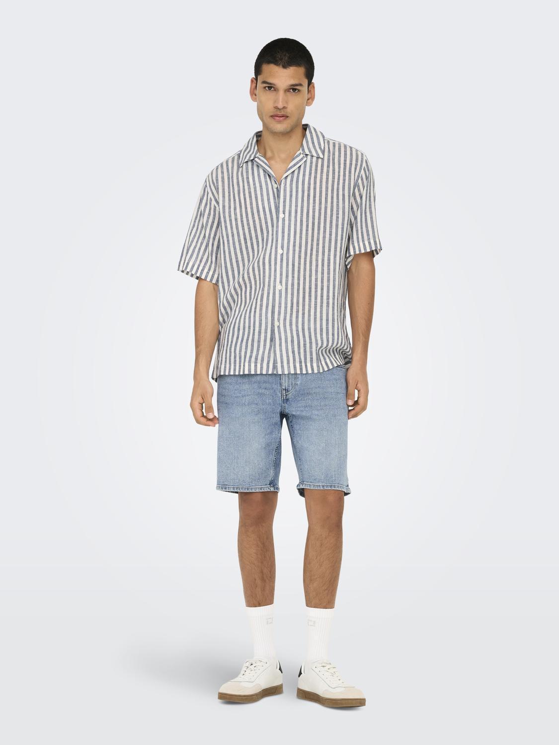 ONSSEPPO STRIP SS LINEN BLEND SHIRT 0311-Skjorte-Only & Sons-Aandahls