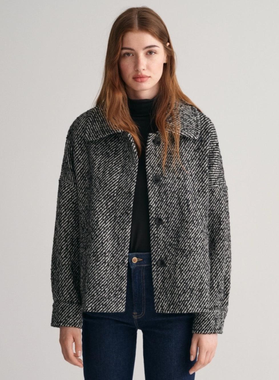 Pattern Cropped Wool jacked-Jakke-Gant-Aandahls
