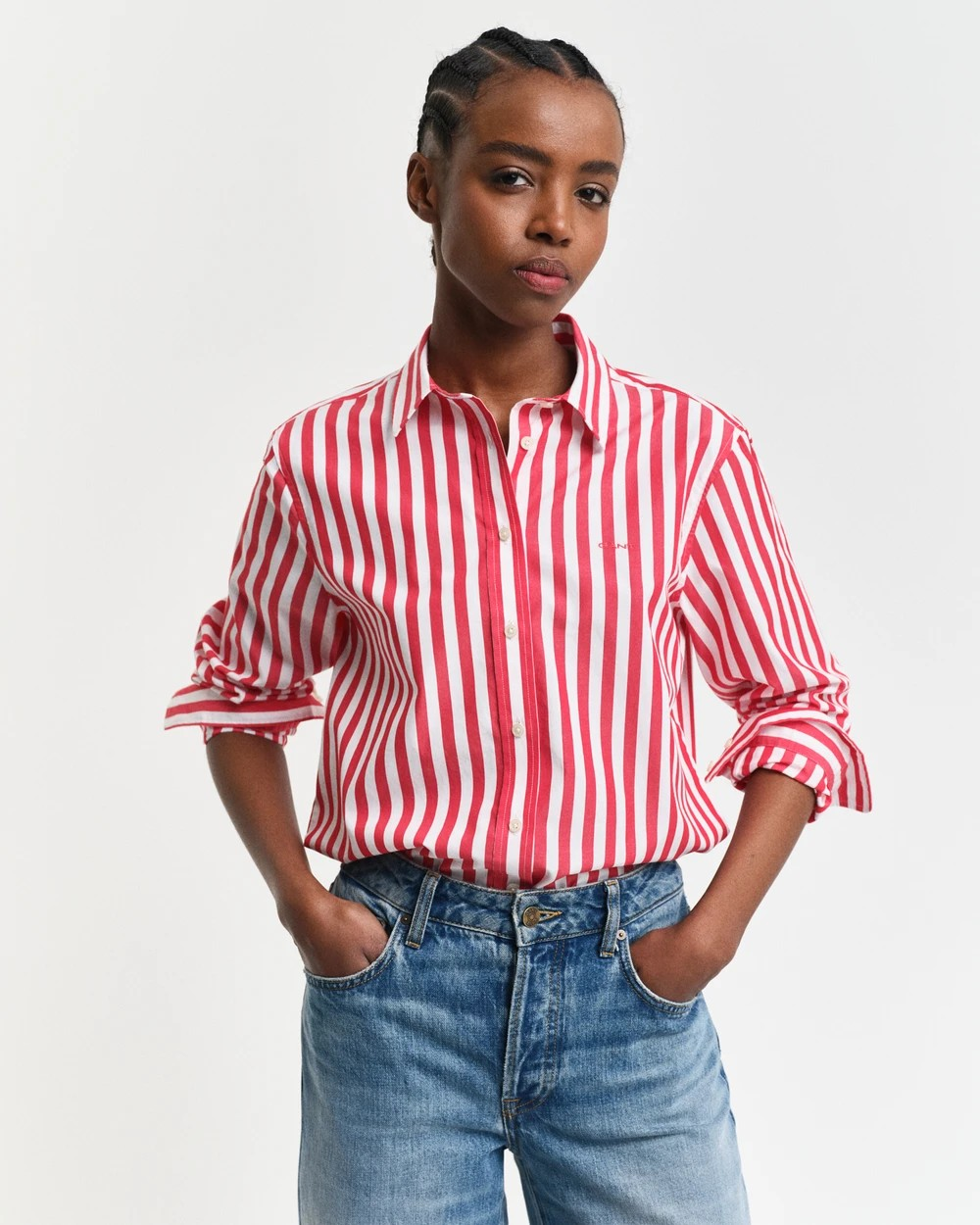 Poplin wide striped shirt-Skjorte-Gant-Aandahls