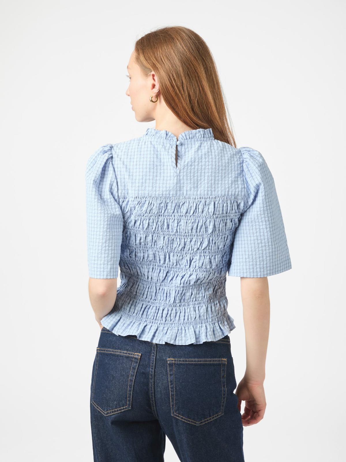 Possini Check Smock Blouse-Topp-Neo Noir-Aandahls