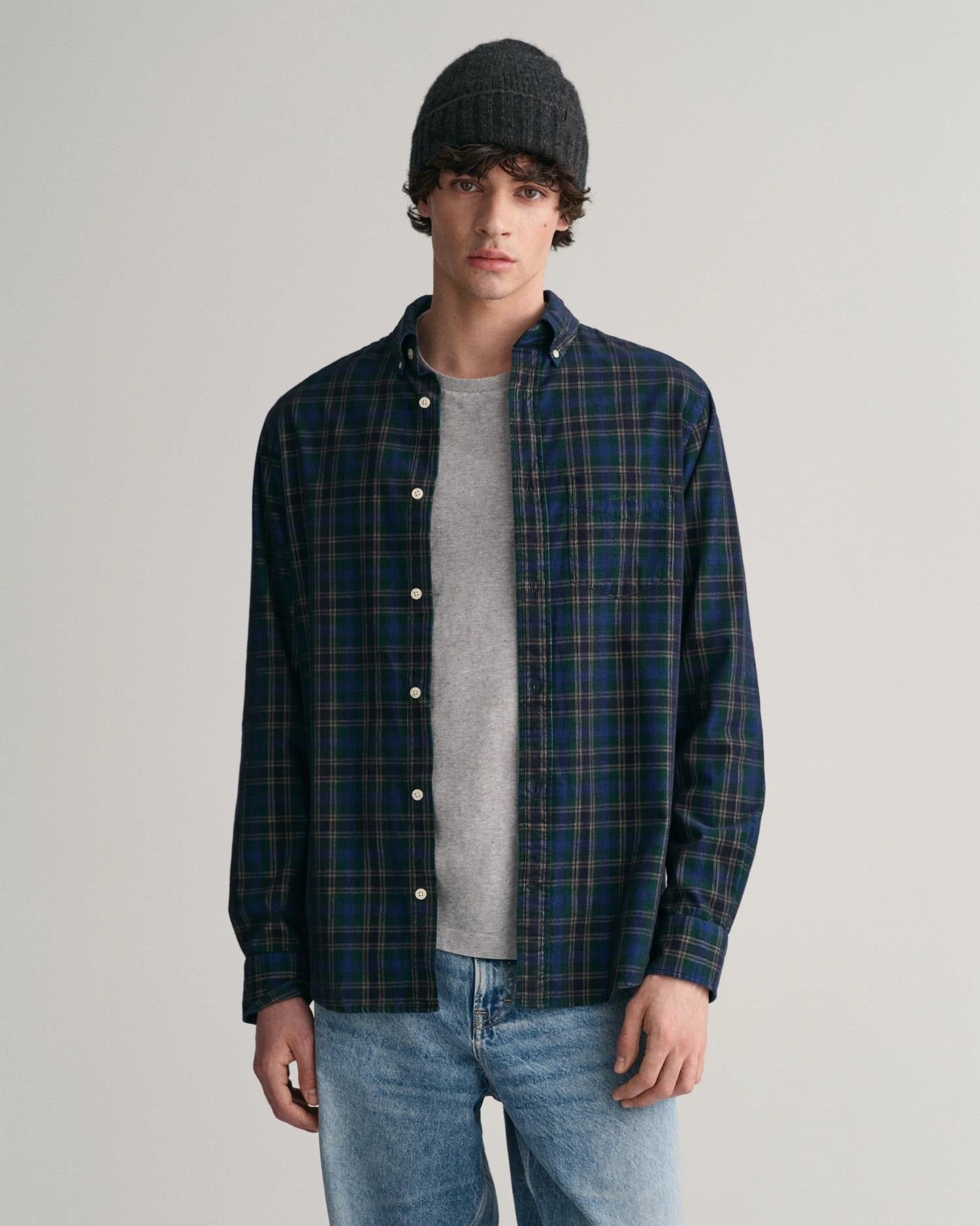 Reg Cord Check Shirt-Skjorter-Gant-Aandahls
