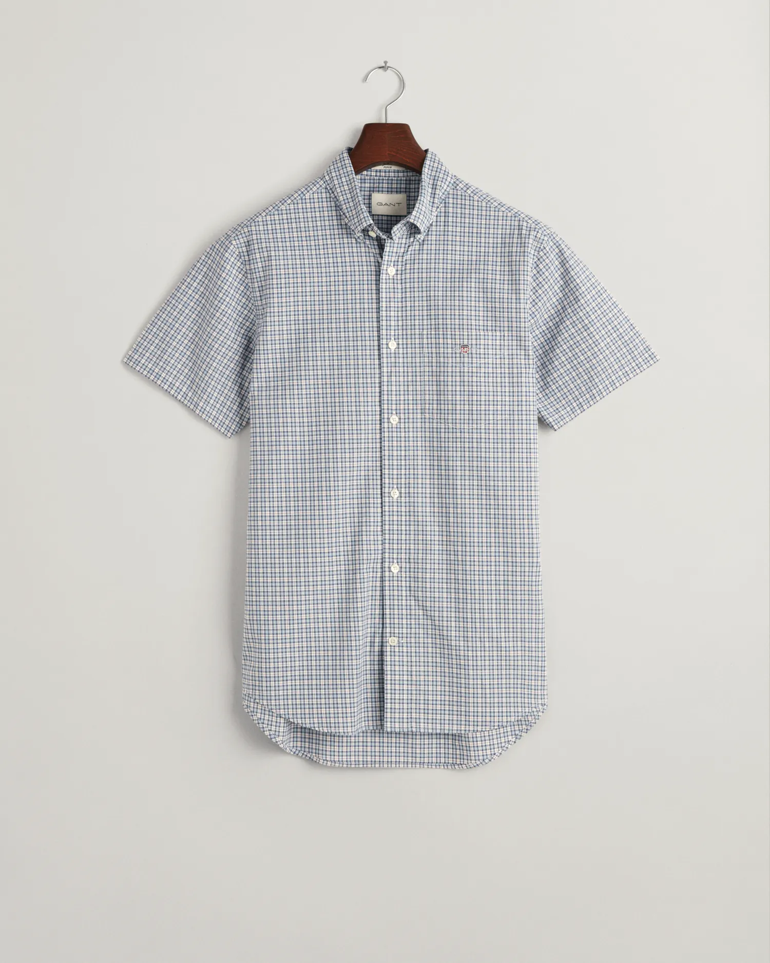 Reg Poplin Microcheck SS Shirt-Skjorter-Gant-Aandahls