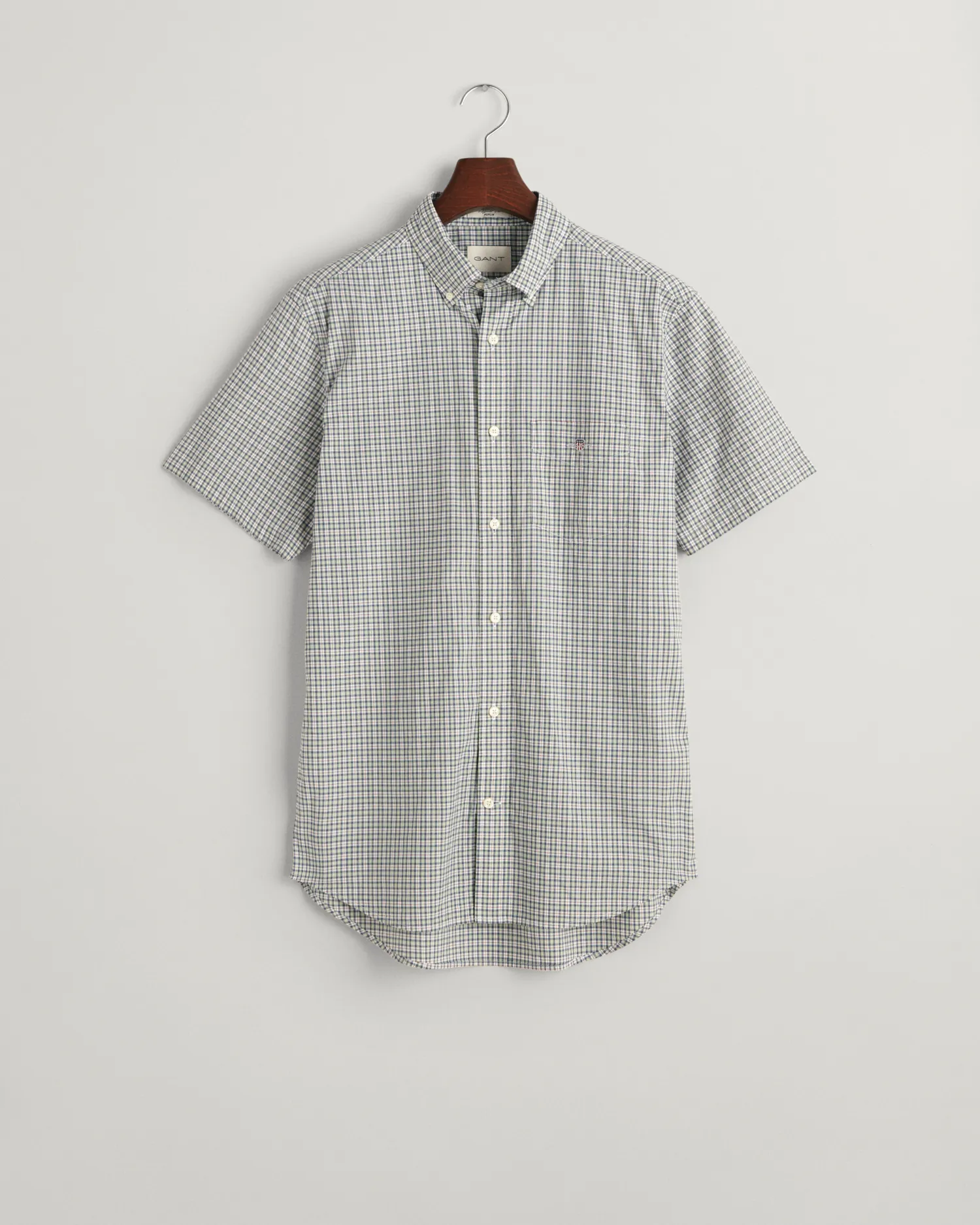 Reg Poplin Microcheck SS Shirt-Skjorter-Gant-Aandahls