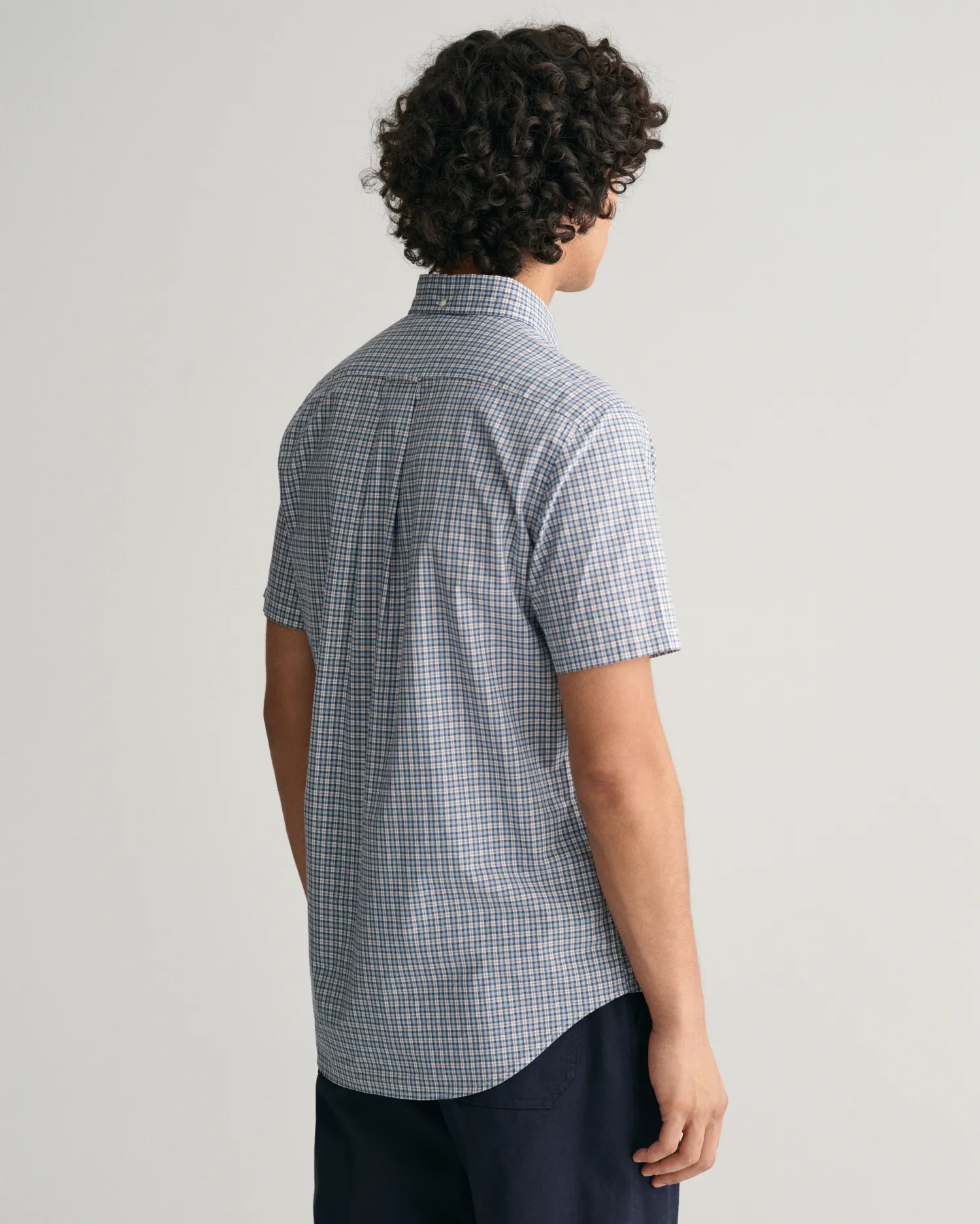 Reg Poplin Microcheck SS Shirt-Skjorter-Gant-Aandahls