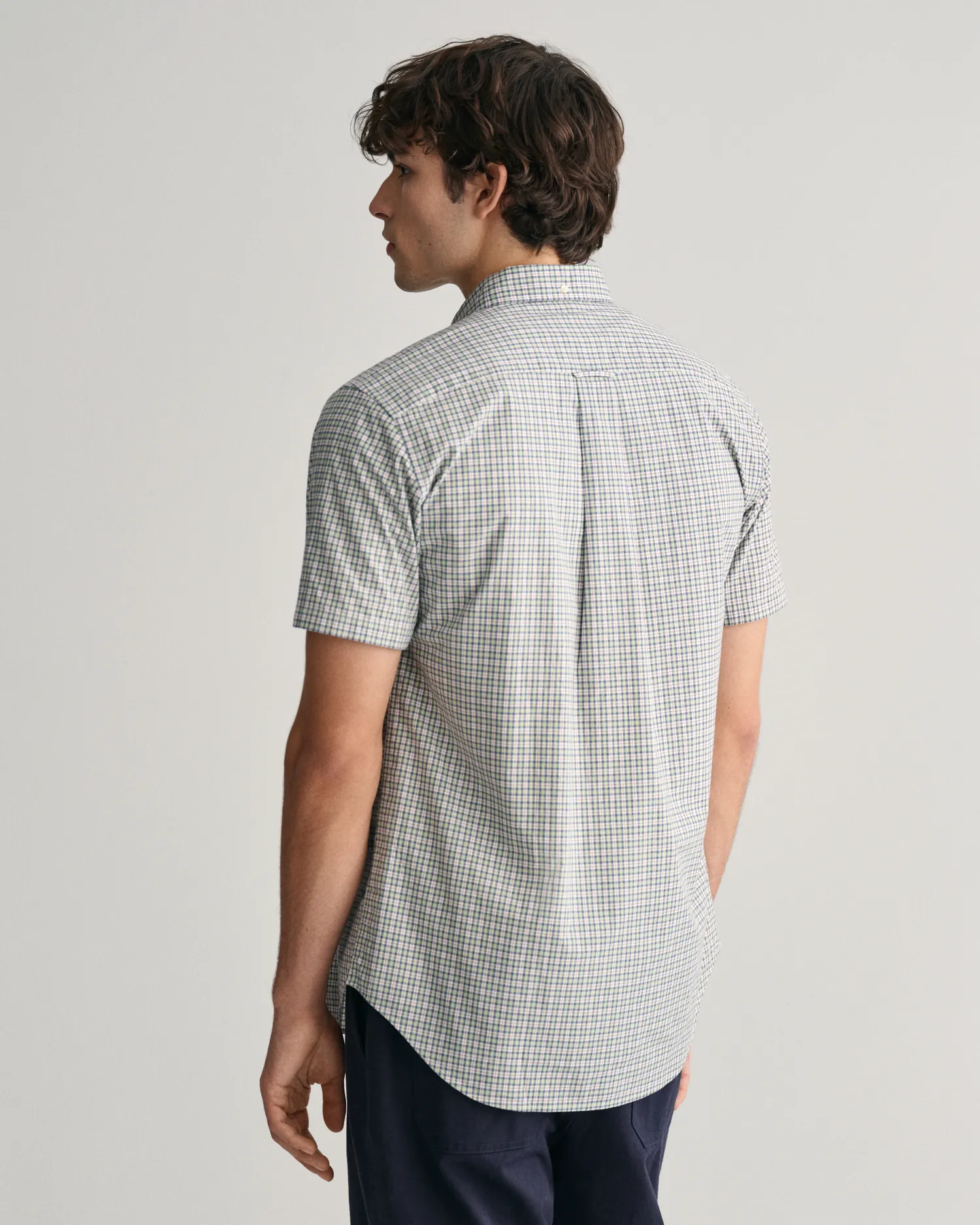 Reg Poplin Microcheck SS Shirt-Skjorter-Gant-Aandahls