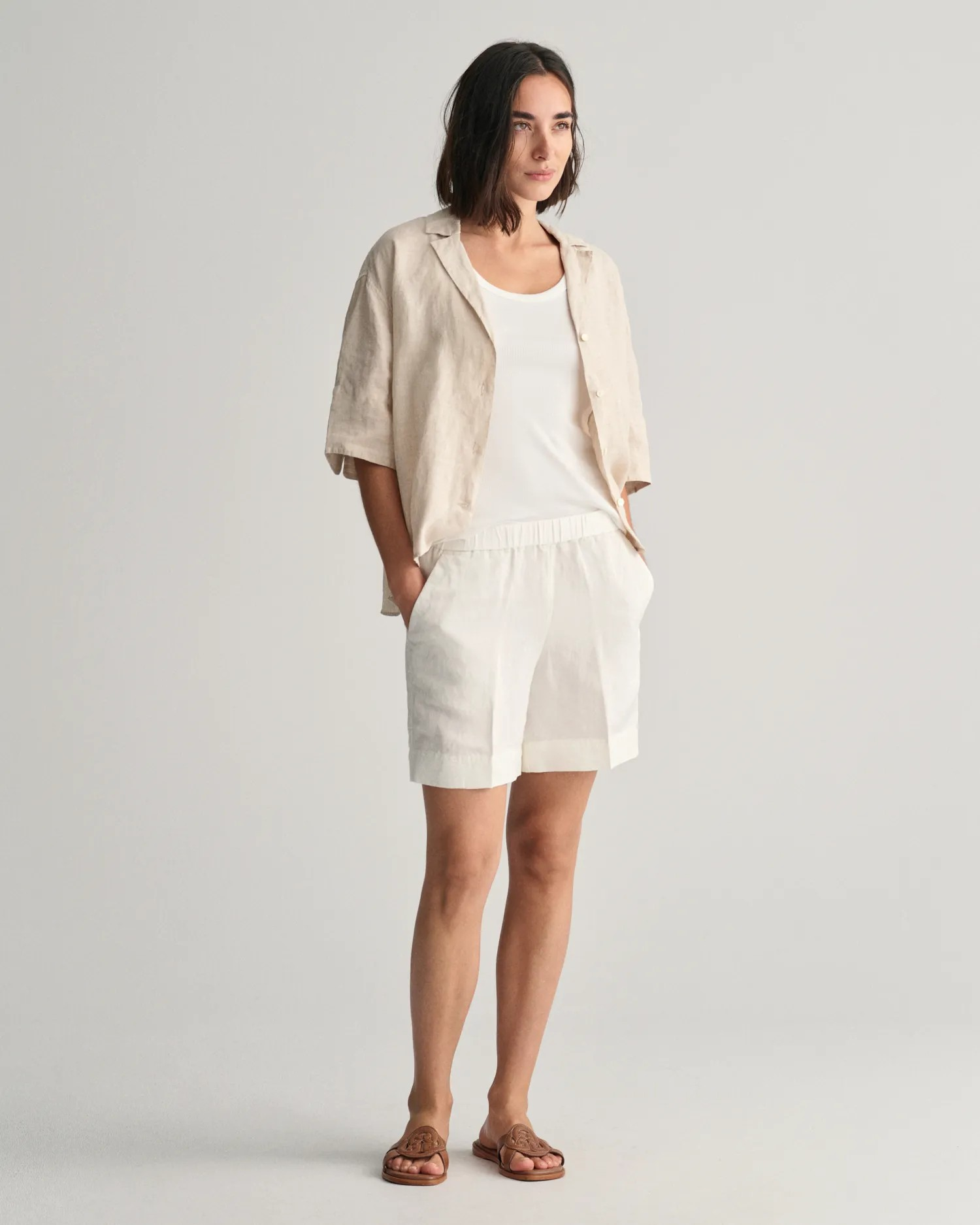 Rel linen pull on shorts-Shorts-Gant-Aandahls