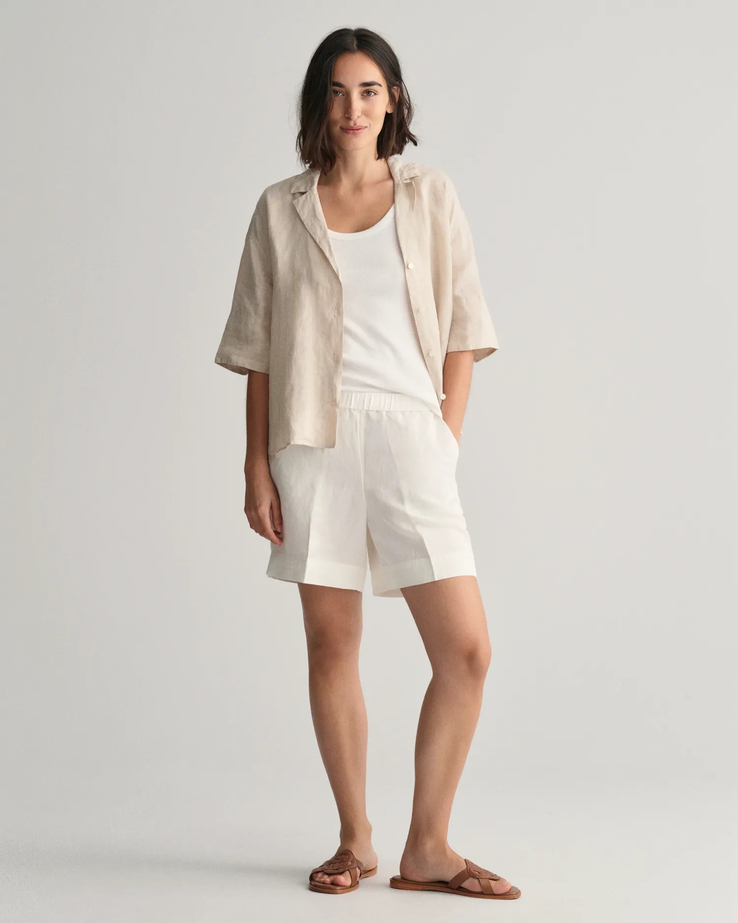 Rel linen pull on shorts-Shorts-Gant-Aandahls