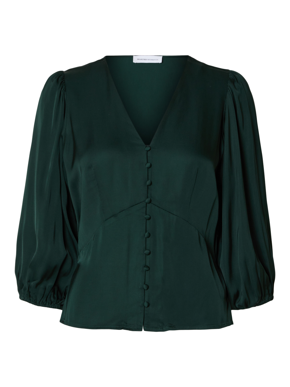 SLFJYLINE 3/4 BUTTONED SATIN TOP B-Topper-Selected Femme-Aandahls