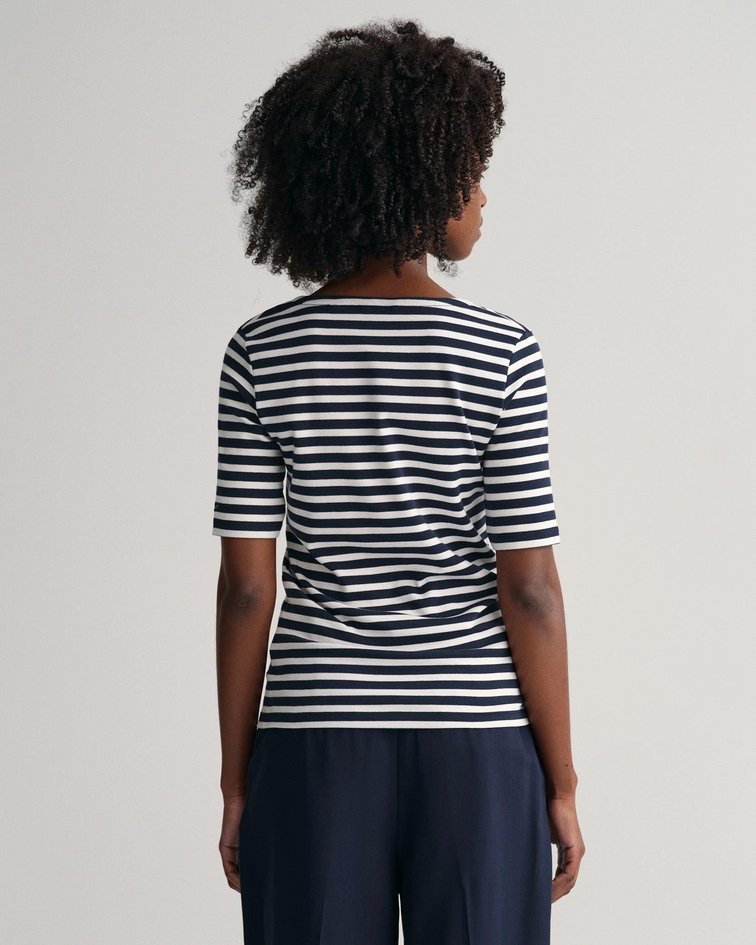 STRIPED 1X1 RIB LSS T-SHIRT-T-shirt-Gant-Aandahls